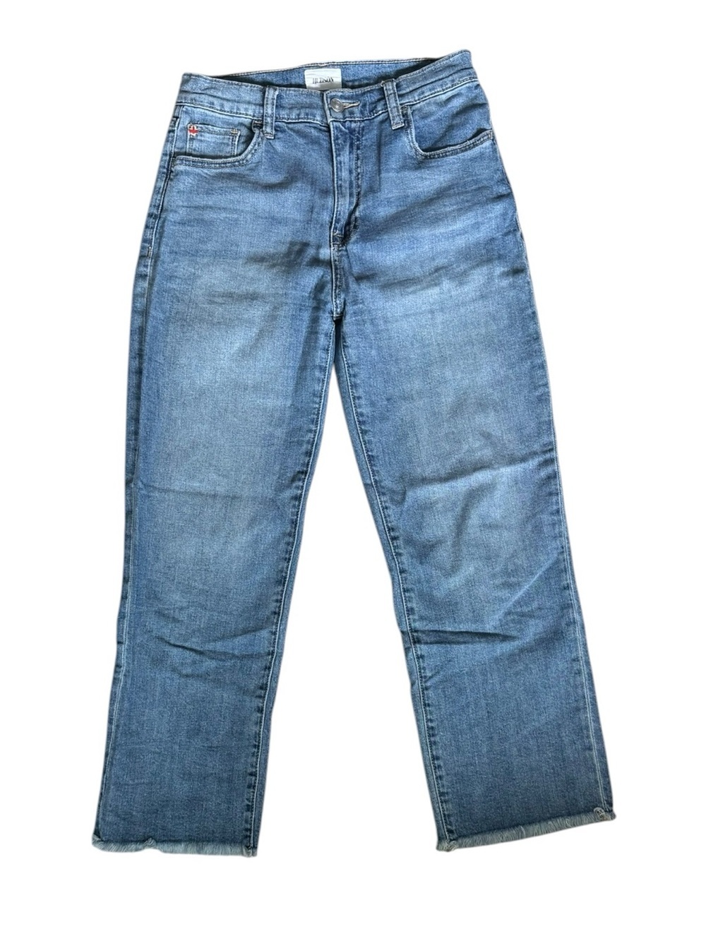 Hudson Jeans Size 25 Raw Hem Straight Leg Denim Jeans Medium Wash Coastal